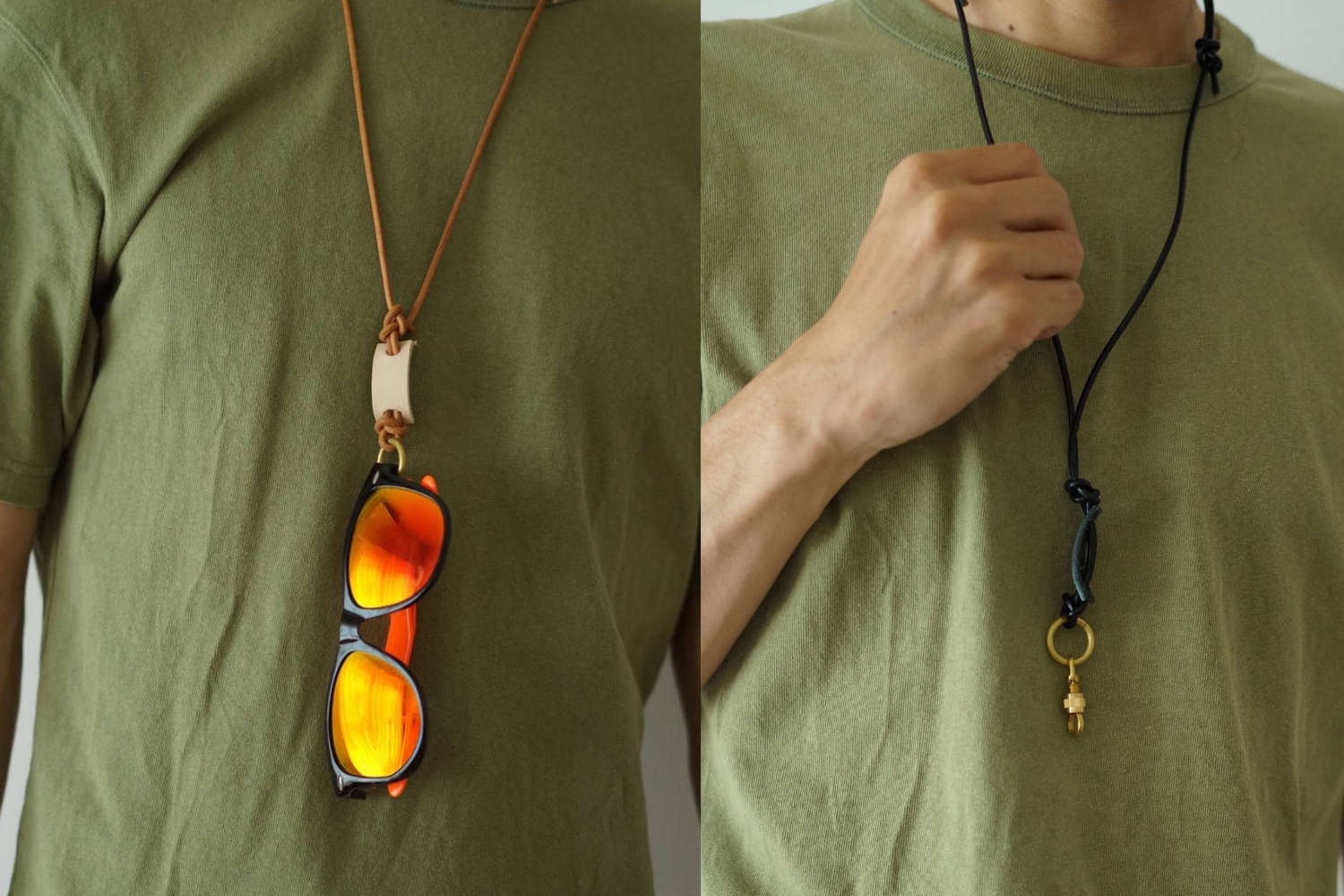 育てるネックストラップ – 真鍮とヌメ革の装い